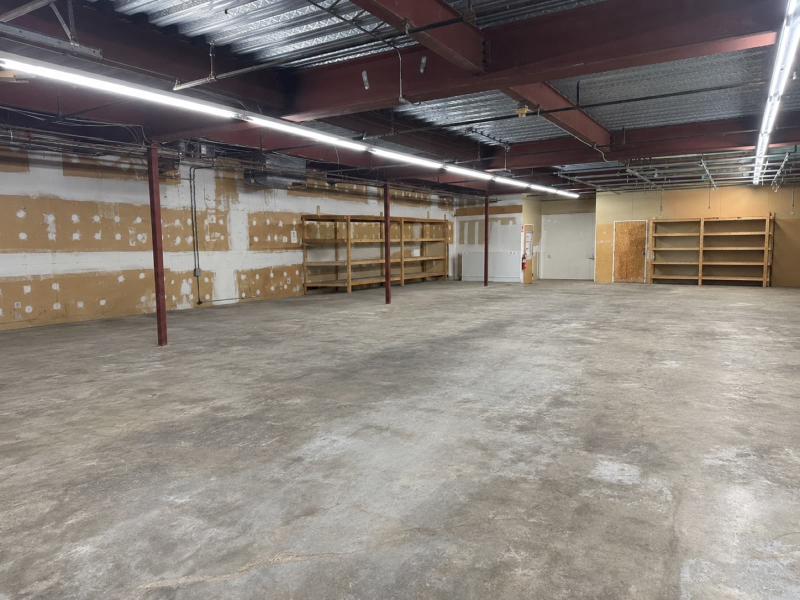 Wide view of cleared warehouse floor — 3,000 sq ft, Rockland MA